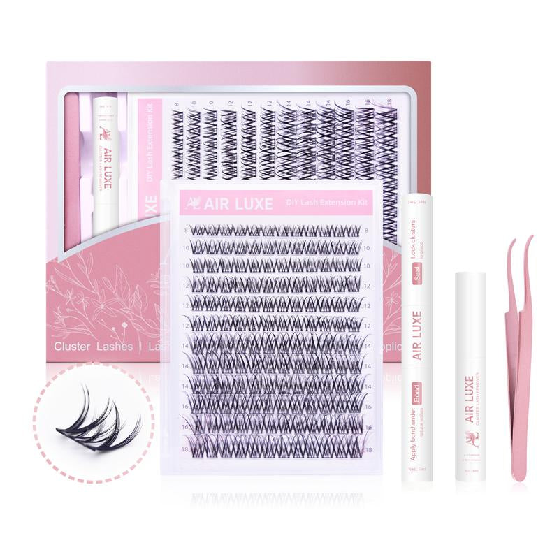 AIR LUXE DIY Lash Clusters Kit 144 Pcs Ultra Dense Volume Extensions Waterproof Long Wear Flawless Salon Result for Beginners Beginner Friendly Ultra Thin Invisible Band