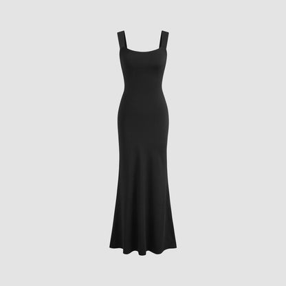 Cider [Size 0-10] Scoop Neckline Solid Bowknot Backless Maxi Dress