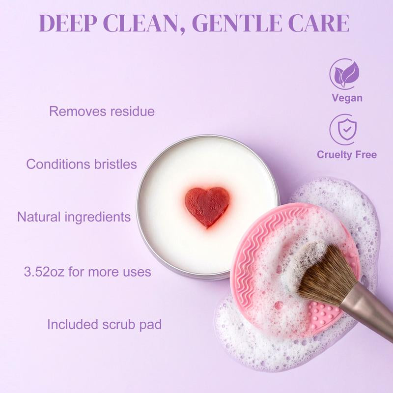 OYAGU Makeup Brush Cleaner Soap with Silicone Cleaning Pad, All Natural Ingredients Condition and Clean Makeup Tools, Ideal for Makeup Brushes, Beauty Blenders, Puffs, 100G Net 3.52Oz