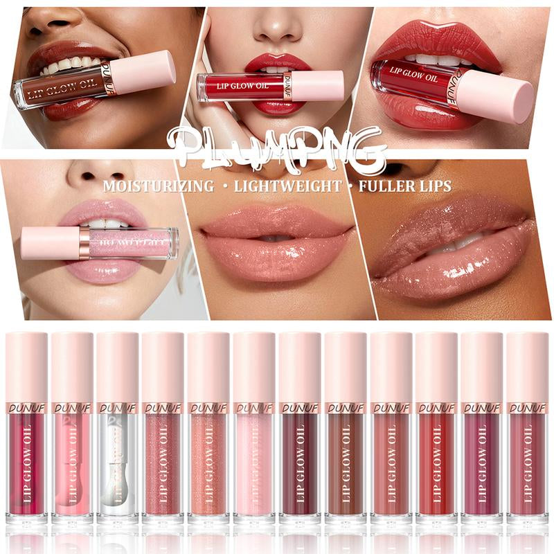 DUNUF MAKEUP 6Pc Glow Reviver Lip Oil Set Long Lasting Hydrating Lip Stain Nourishing Hydrating High-Shine Glimmer Finish Sheer Pink Non-Sticky 12 HR Hydration Candy Coded Lip Oil Gloss Long-Lasting Waterproof Lipgloss Non-Fading Non-Stick Lip Glaze