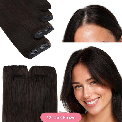 GOO GOO Scalp Hair Fill-Ins Clip-In Short Hair Extensions Real Human Hair, Thinning Hair Fill-Ins Natural Look Volumizer for Women