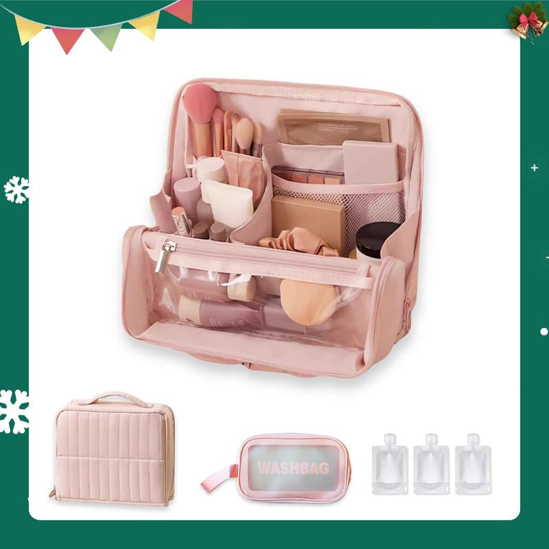 Bagvault Women'S Standing Travel Makeup Bag Bundle with Waterproof Toiletry Bag & 3 Dispensing Bags Portable Cosmetic Storage Set for Travelers #Tiktokshopblackfriday #Travelmusthave #Christmas Gift Ideal