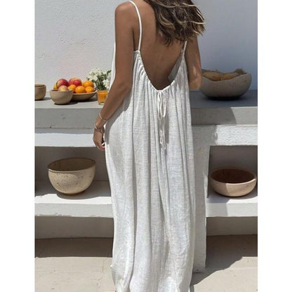 Women'S Solid Color Cami Lounge Dress, Elegant Sleeveless Long Dress for Summer, Ladies Sleepwear for Indoor Wear