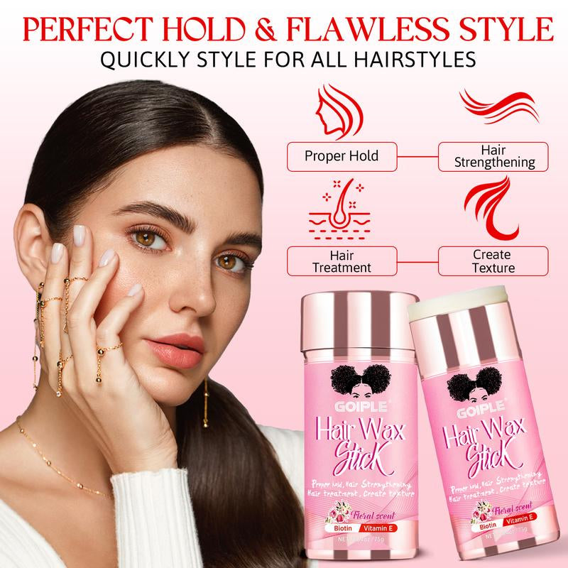 7 Counts Wax Stick Hair Pomade for Women Men Strong Hold Smooth Slick Styling Tackles Flyaways Frizz with Edge Brush Hair Comb Set Gel Haircare Daily