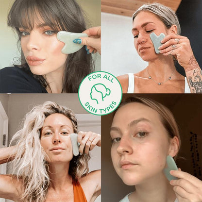 Beauty by Earth Jade Gua Sha - Facial Sculpting Natural Jade Tool for Contouring, Depuffing, and Relaxing Massage and Circulation for Refreshed Appearance