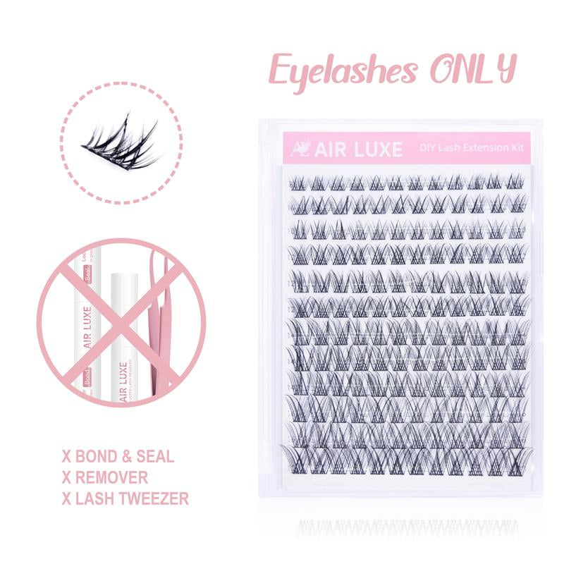 AIR LUXE DIY Lash Clusters Kit 144 Pcs Ultra Dense Volume Extensions Waterproof Long Wear Flawless Salon Result for Beginners Beginner Friendly Ultra Thin Invisible Band