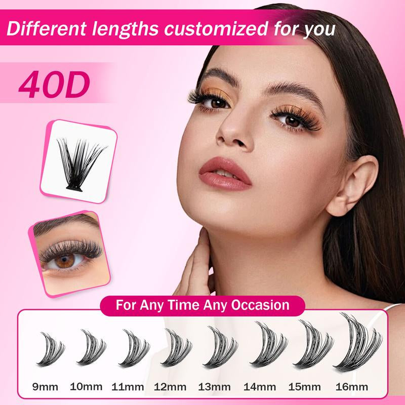 SOSIAYCICI Eyelash Lash Clusters Kit 40D Volume Lash Clusters 320Pcs Eyelash Clusters Waterproof DIY Lash Extension Kit with Lash Bond and Seal Lash Remover Applicator HOLIDAYHAUL Tiktok(9-16Mix)