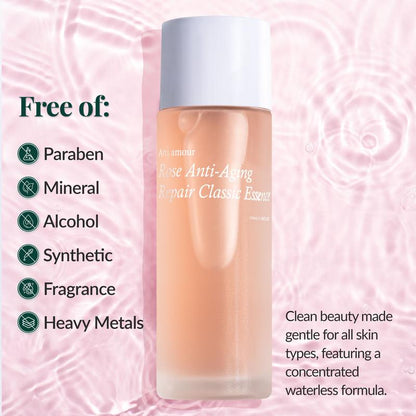 Zy、This Rose Anti-Aging and Repairing Essence Water Has Anti-Wrinkle, Repairing, and Moisturizing Effects. Suitable for Sensitive Skin, It Contains Natural Rose Ingredients, Uses a Water-Free Formula, and Comes with a Free 44-Piece Makeup Brush Set.