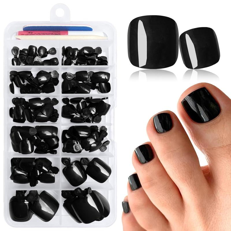 168PCS Press on Toenails for Women, White Short Square Fake Toe Nails with Glue Tabs, Acrylic False Toenail Tips, Full Cover Artificial Toe Nails for DIY Pedicure at Home