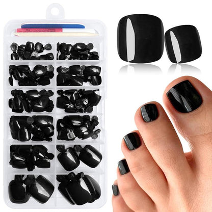 168PCS Press on Toenails for Women, White Short Square Fake Toe Nails with Glue Tabs, Acrylic False Toenail Tips, Full Cover Artificial Toe Nails for DIY Pedicure at Home
