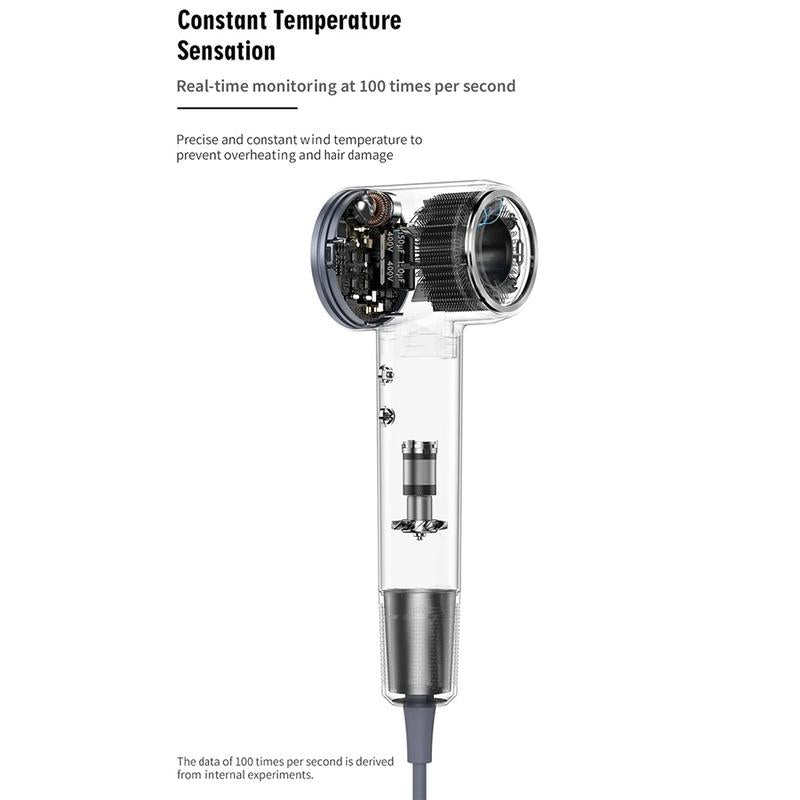 FOCHIER F High-Speed Ionic Hair Dryer, 200 Million Negative Ions, 110,000 RPM Brushless Motor, 1400W Fast Blow Dryer, Low Noise, Magnetic Nozzles