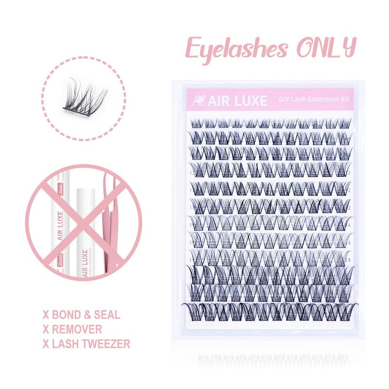 AIR LUXE DIY Lash Clusters Kit 144 Pcs Ultra Dense Volume Extensions Waterproof Long Wear Flawless Salon Result for Beginners Beginner Friendly Ultra Thin Invisible Band