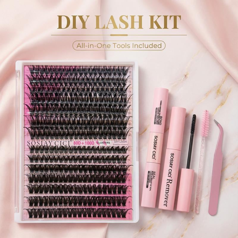 320 Pcs DIY Lash Clusters Kit - Soft Natural/Thick Individual Fluffy Long-Lasting Lashes with Glue Remover & Tweezer for Beginners Waterproof Easy At-Home Application - Eyelash Set (4 Set/2 Set/1 Set) Buy More save More HOLIDAYHAUL