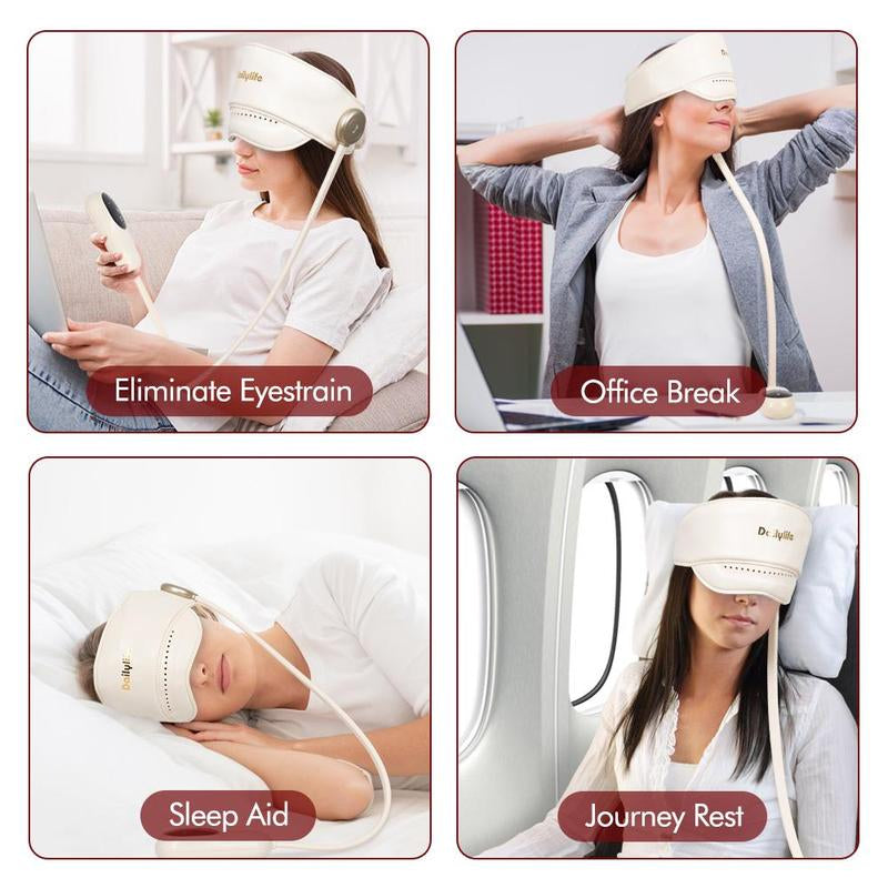 Head Massager with Heated Eye Mask, Adjustable Velcro Design for Muscle Relaxation, Migraine Relief Portable 360° Deep Massage Tool Perfect Gift for Any Occasion