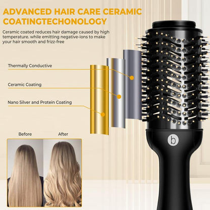 3 in 1 Hot Air Comb Electric Black Hair Dryer Brush Hot Air Comb Straight Hair Comb Comfort