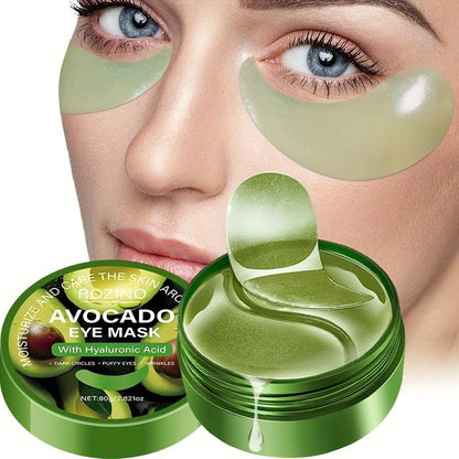 Rozino Avocado & Hyaluronic Acid Eyemask-80G Water-Soluble Gel Film Fordark Circles &Puffiness Multi-Use Faciamaskfast Dissolving Cocoa Butterenrichedl Firming & Hydrating