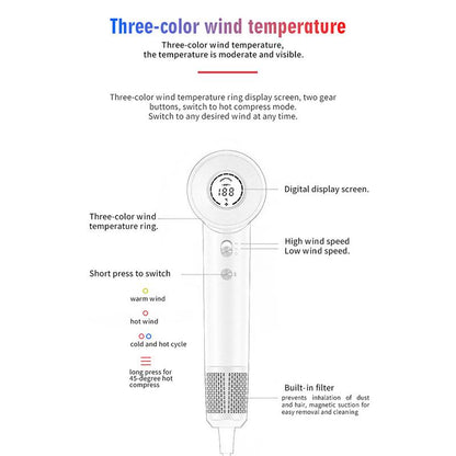 FOCHIER F High-Speed Ionic Hair Dryer, 200 Million Negative Ions, 110,000 RPM Brushless Motor, 1400W Fast Blow Dryer, Low Noise, Magnetic Nozzles
