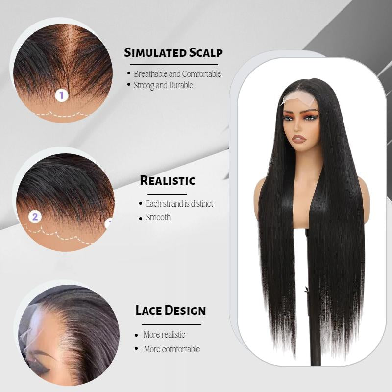 European and American Fashion Long Straight Hair Wigs African Hot Selling Lace Front 13*4 Full Head Wig