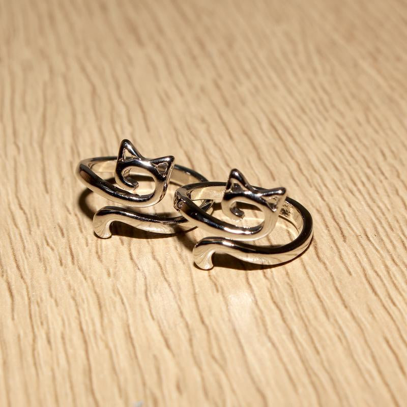 2Pcs Cat Crochet Ring for Finger Yarn Guide Cuff Ring, Adjustable Knitting Thimble Loop Fashion Accessories Silver-Plated Rings for Women Men Daily Wear Decor, Faster Crocheting Trendy All-Match & Exquisite Jewelry Birthday Gift Specialty Crochet Supplies