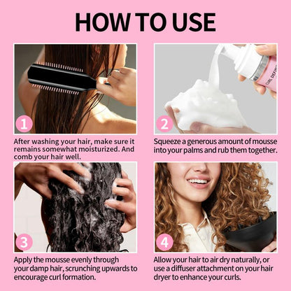 12 Counts Curl Mousse Kit Definition Curl Control Mousse Curl Enhancing Styling Hair Mousse for Curly Coils & Wavy Hair Hydrating Haircare