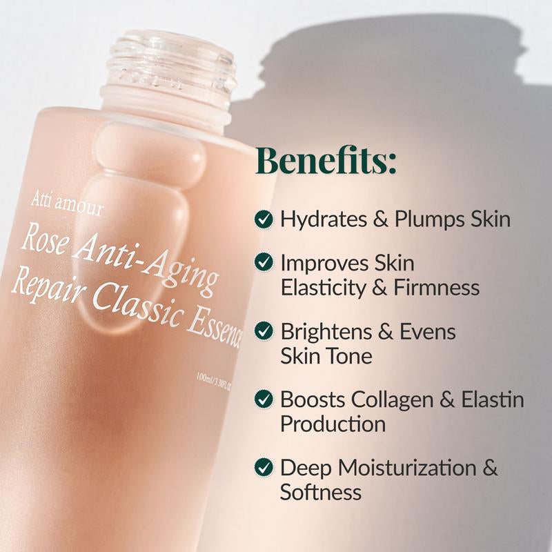 Zy、This Rose Anti-Aging and Repairing Essence Water Has Anti-Wrinkle, Repairing, and Moisturizing Effects. Suitable for Sensitive Skin, It Contains Natural Rose Ingredients, Uses a Water-Free Formula, and Comes with a Free 44-Piece Makeup Brush Set.