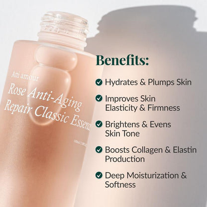 Zy、This Rose Anti-Aging and Repairing Essence Water Has Anti-Wrinkle, Repairing, and Moisturizing Effects. Suitable for Sensitive Skin, It Contains Natural Rose Ingredients, Uses a Water-Free Formula, and Comes with a Free 44-Piece Makeup Brush Set.