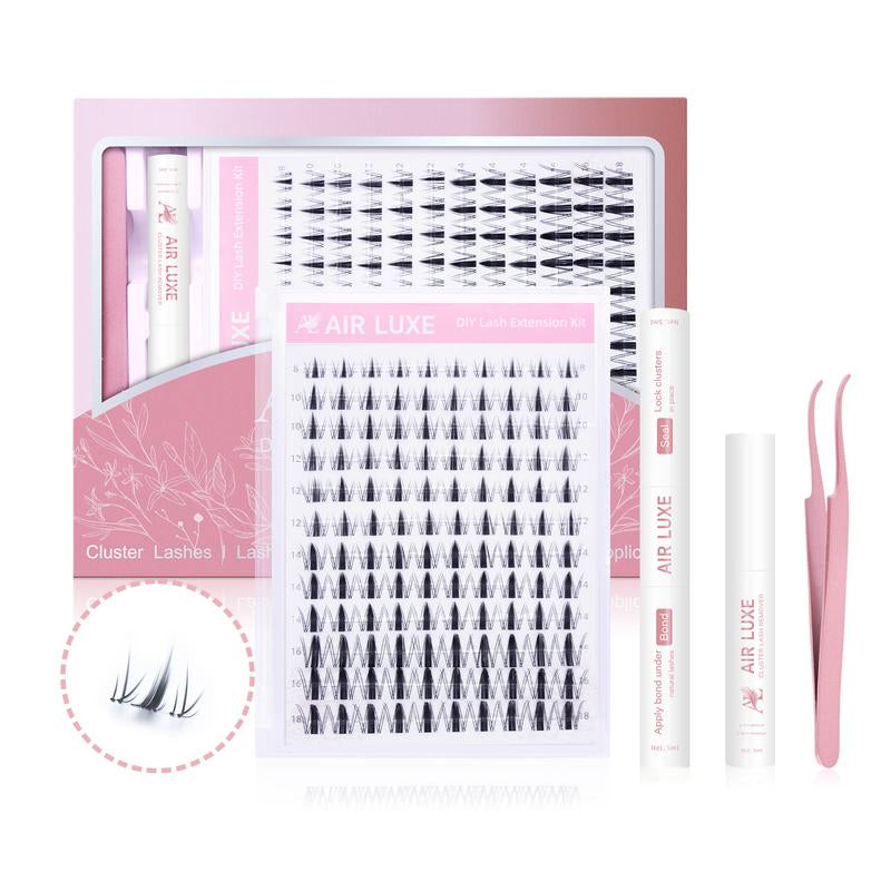 AIR LUXE DIY Lash Clusters Kit 144 Pcs Ultra Dense Volume Extensions Waterproof Long Wear Flawless Salon Result for Beginners Beginner Friendly Ultra Thin Invisible Band