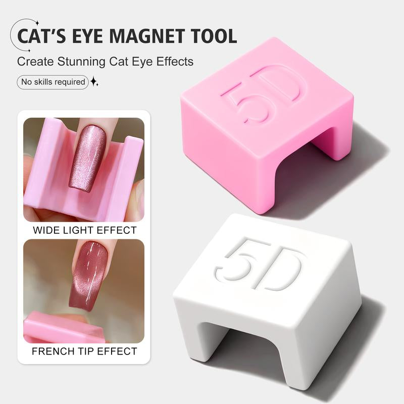 Honey Joy 5D Nail Magnet Tool for Cat Eye Gel Polish Non-Slip Finger Stand Strong Magnet Nail Art Manicure Tool for DIY & Salon Pink Cutics Cosmetic