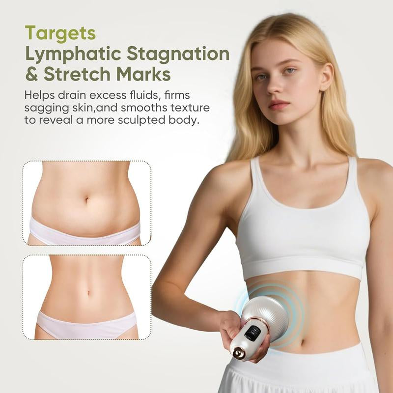 Portable Handheld Body Massager with Heat & Vibration Therapy for Legs Arms & Belly Home Spa Relaxation Device for Tired Muscles Smooth Skin White Perfect Gift Choice Neck Shoulder Relaxer Daily Use