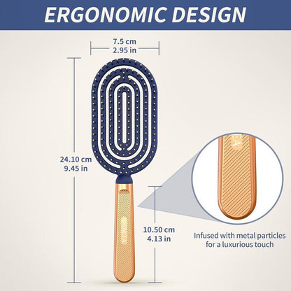 Spiral Detangler Hair Brush, Model 330PSJ, Metal Handle, Vented Design for Wet Hair, Flexible Soft Bristles, 1 Item Haircare Heatless