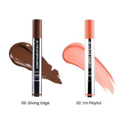 Sculpt & Blush DUO: Contour & Cheek STAY-N DUO, All-Day Wear, Buildable Pigment, Precise Applicator