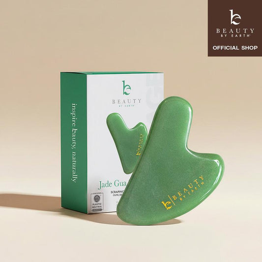 Beauty by Earth Jade Gua Sha - Facial Sculpting Natural Jade Tool for Contouring, Depuffing, and Relaxing Massage and Circulation for Refreshed Appearance