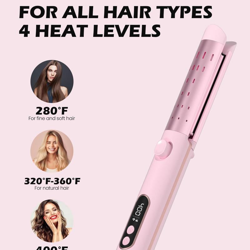 Novus Airflow-Hair Straightener and Curling Iron 2 in 1 with 360° Cool Air for Long Short Hair, 4 Temps and Auto Shutdown
