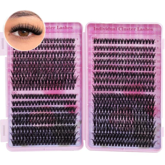 Natural Look Eyelashes 640Pcs DIY Lash Clusters, 30D–50D Volume 9–16Mm Mixed Length C Curl Natural Lashes, Easy to Apply & Beginner Friendly
