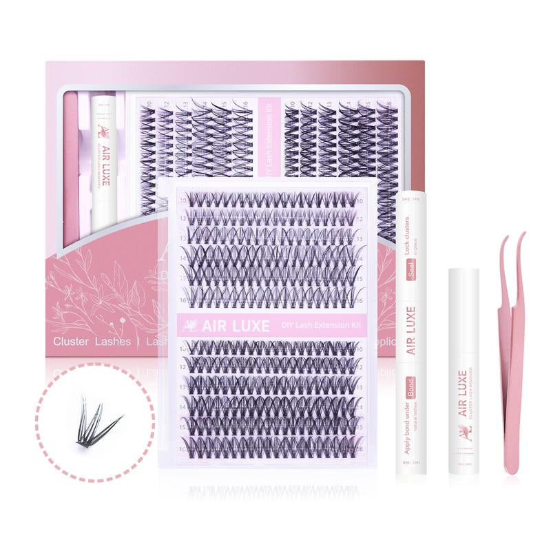 AIR LUXE DIY Lash Clusters Kit 144 Pcs Ultra Dense Volume Extensions Waterproof Long Wear Flawless Salon Result for Beginners Beginner Friendly Ultra Thin Invisible Band
