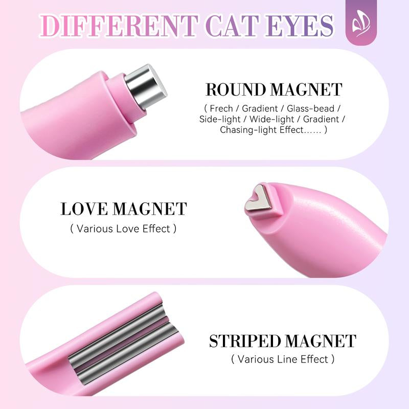3 in 1 Nail Magnet Tool, Upgraded Nail Magnet Pens, Multi-Function Magnet Stick 3D Magnetic Cat Eye Gel Polish Nail Art, for Salon, Studio or Home,Christmas Gifts