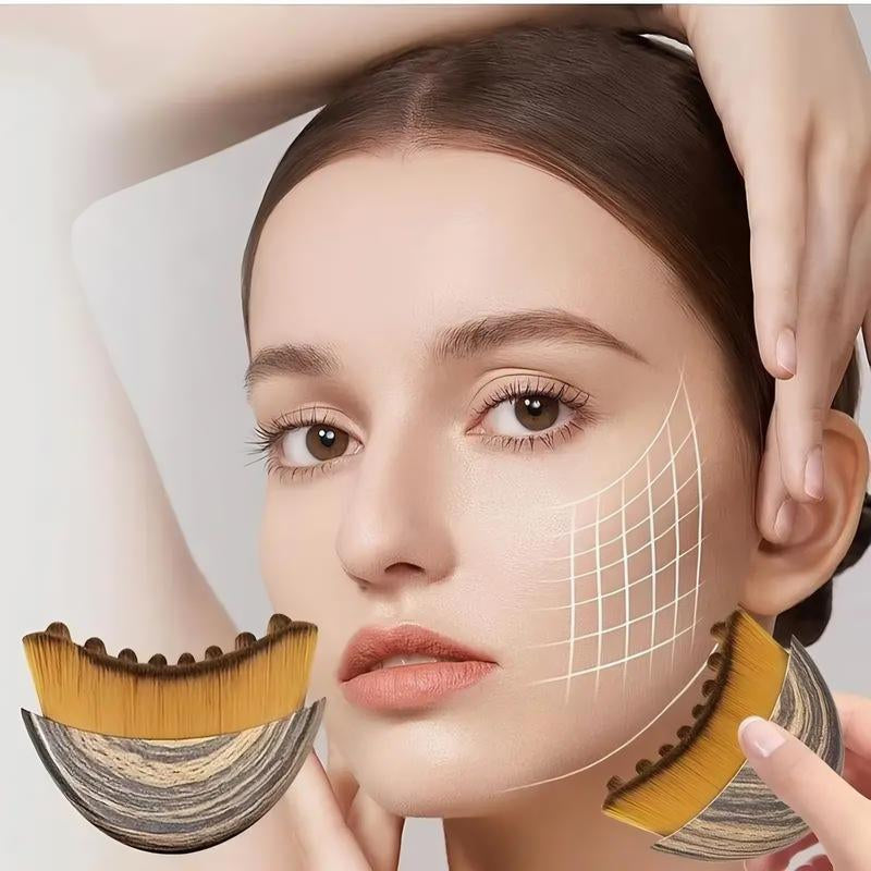 (Buy One, Get One Free)Lymphatic Contour Face Brush for Jawline & Chin Sculpting – Dry Brushing Massager for Lymphatic Drainage & Facial Fatigue Relief, Ergonomically Designed to Fit the Skin Precisely Beauty Roller Daily Guasha Massage Smooth