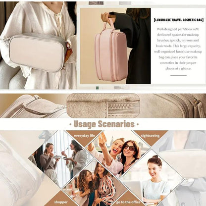 Large Capacity Makeup Bag with Compartments 1 Count Portable Cosmetic Storage Bag Zipper Makeup Organizer Pouch Waterproof Versatile for Travel Outing Daily Use