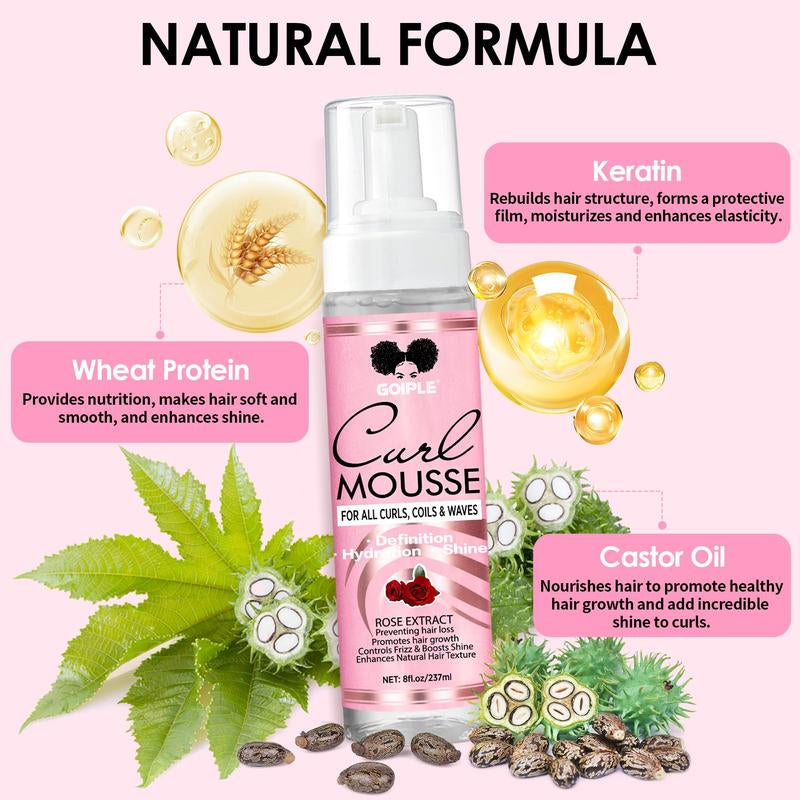 12 Counts Curl Mousse Kit Definition Curl Control Mousse Curl Enhancing Styling Hair Mousse for Curly Coils & Wavy Hair Hydrating Haircare