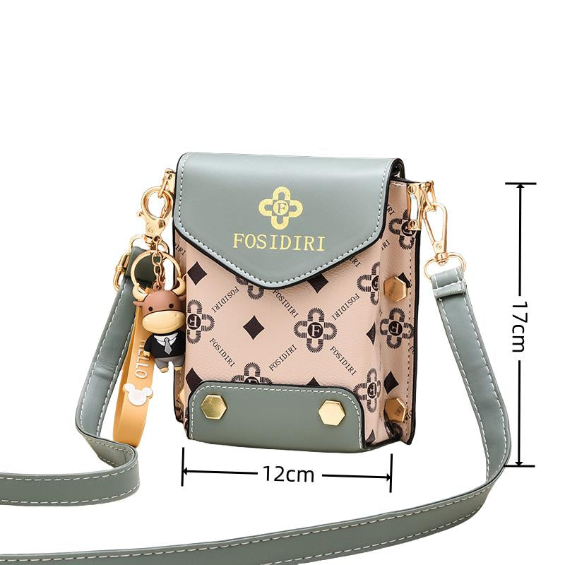 Stylish Crossbody Handbag, Simple Elegant Style, Letter Print, Single Shoulder Bag, Mobile Phone Bag with Adjustable Strap with Pendant