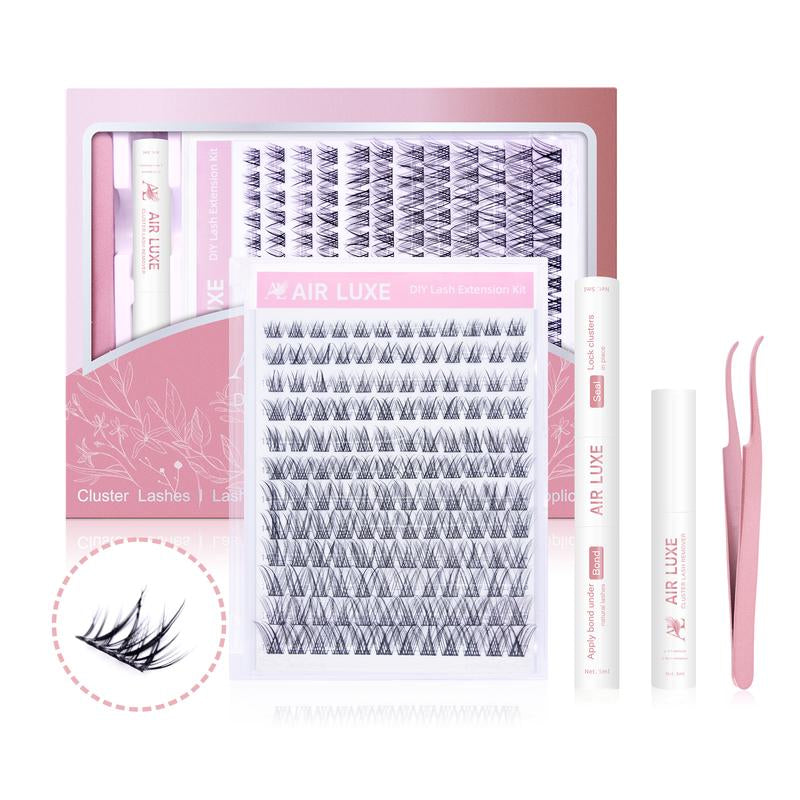 AIR LUXE DIY Lash Clusters Kit 144 Pcs Ultra Dense Volume Extensions Waterproof Long Wear Flawless Salon Result for Beginners Beginner Friendly Ultra Thin Invisible Band