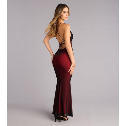 All Eyes Lace Trim Mermaid Maxi Dress