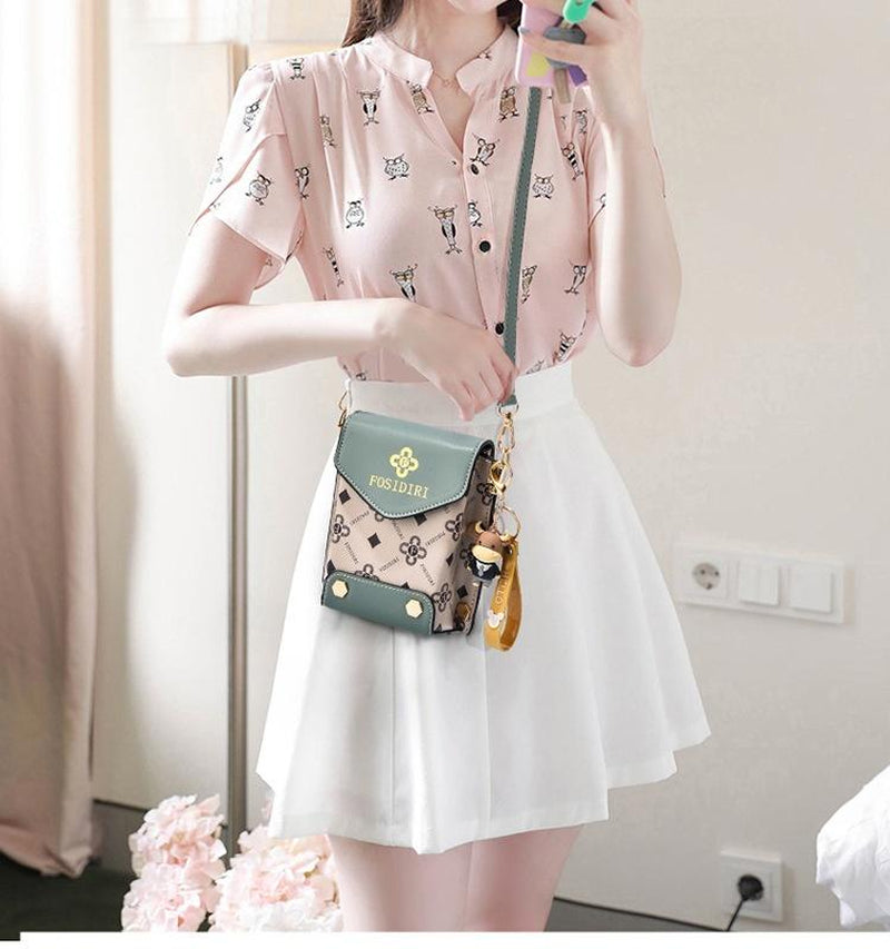 Stylish Crossbody Handbag, Simple Elegant Style, Letter Print, Single Shoulder Bag, Mobile Phone Bag with Adjustable Strap with Pendant