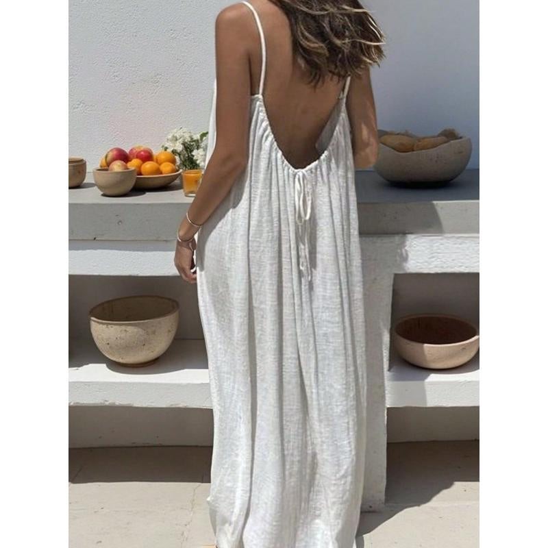Women'S Solid Color Cami Lounge Dress, Elegant Sleeveless Long Dress for Summer, Ladies Sleepwear for Indoor Wear