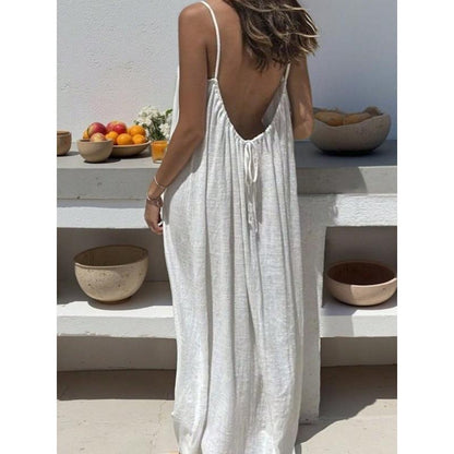 Women'S Solid Color Cami Lounge Dress, Elegant Sleeveless Long Dress for Summer, Ladies Sleepwear for Indoor Wear