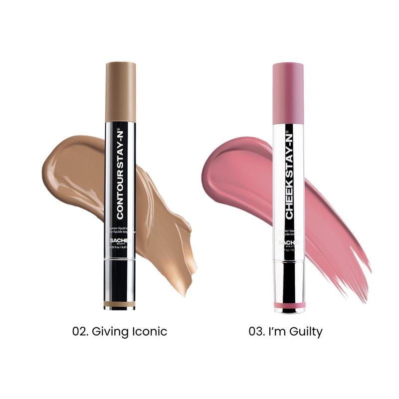 Sculpt & Blush DUO: Contour & Cheek STAY-N DUO, All-Day Wear, Buildable Pigment, Precise Applicator