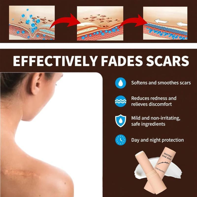 Scar Solutions Silicone Scar Stick for Face and Body 60% Soothing Moisturizing Gentle on All Skin Types Easy-To-Use Stick Design 6G