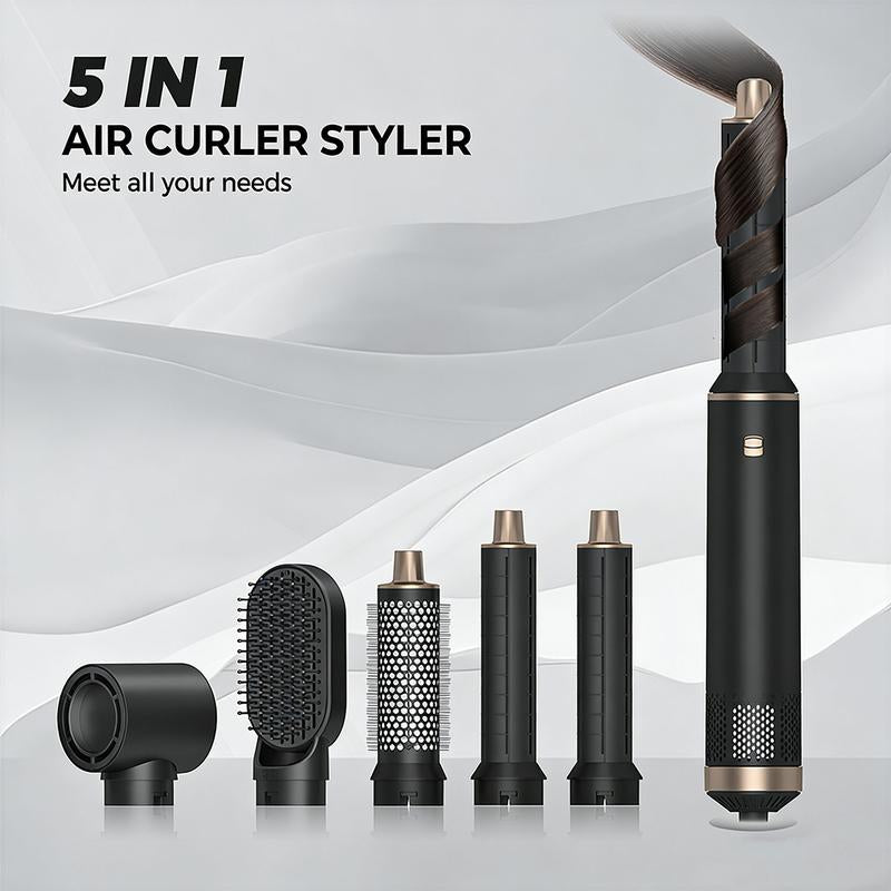 5-In-1 Air Styler Zero Heat Damage 203 ° F Lightweight Hair Dryer & Straightening Multi-Functional Styler Auto Curling Wand Auto Rotating Curler Straightener Comb Black Straightener Straightening Brush Gift& Curler Xmas Gift Air Styler