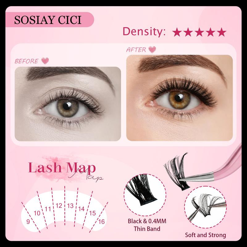 320 Pcs DIY Lash Clusters Kit - Soft Natural/Thick Individual Fluffy Long-Lasting Lashes with Glue Remover & Tweezer for Beginners Waterproof Easy At-Home Application - Eyelash Set (4 Set/2 Set/1 Set) Buy More save More HOLIDAYHAUL