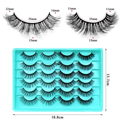 12 Pairs Faux Mink Lashes Wispy Lashes 8D Curl Volume False Eyelashes Flully Eye Lash Extesnion Fake Lashes 2 Style Pack Natural Look Fake Eyelash with Tweezers for Women Girls